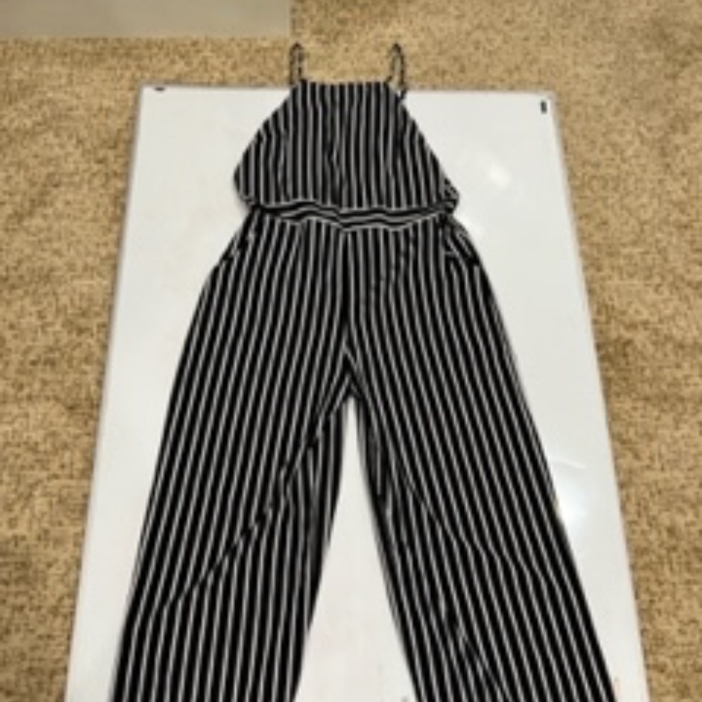 Moa Moa Jumpsuit - Size L - Black and White Striped